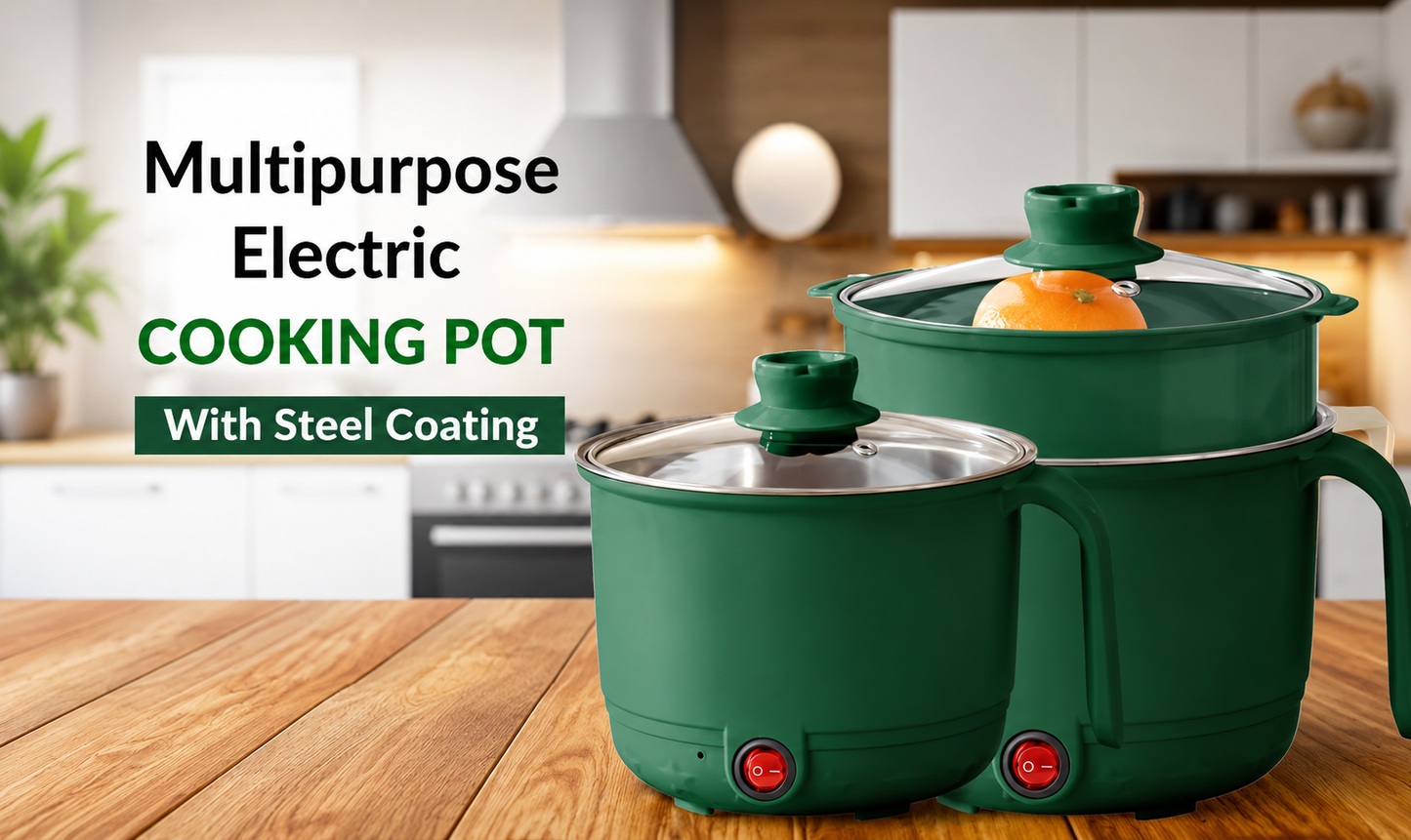 Multipurpose Electric Hot Pot with Steamer | 2-in-1 Portable Cooking Pot