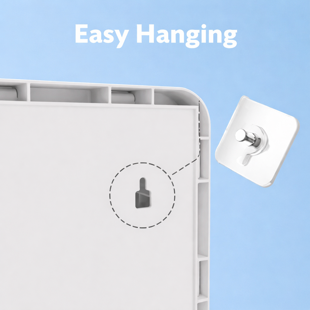 Wall Mounted Bathroom Storage Cabinet with Doors & Hooks | Space Saving Organizer