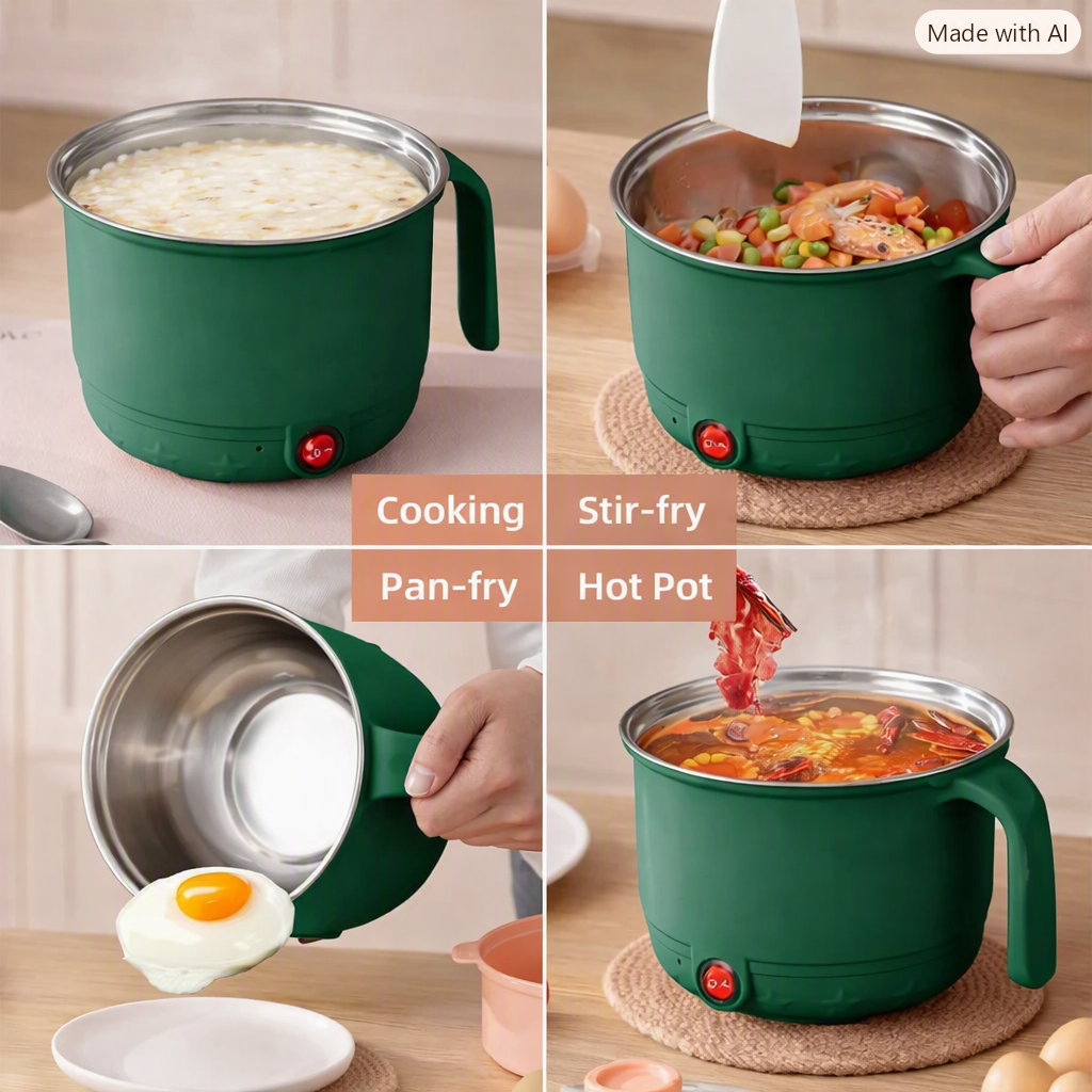 Multipurpose Electric Hot Pot with Steamer | 2-in-1 Portable Cooking Pot