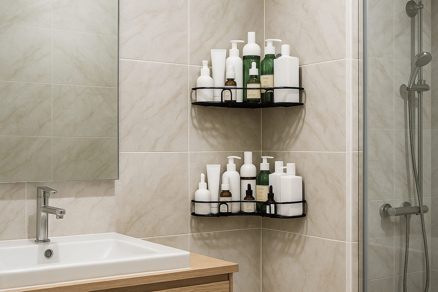 ⭐Premium Bathroom Adhesive Corner Shelf⭐ ( Pack of 2 )