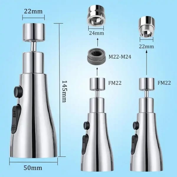 360° Rotating Faucet Sprayer Head – Splash-Proof Kitchen Sink Extender
